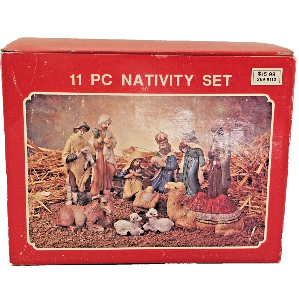 Vintage Nativity Set Figures Average 2-5" Beautiful Muted Colors in Great Shape
